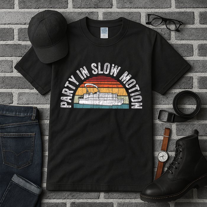 Best Pontoon Captain Boat Party In Slow Motion Tall T-Shirt