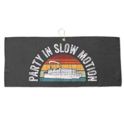 Best Pontoon Captain Boat Party In Slow Motion Large Microfiber Waffle Golf Towel