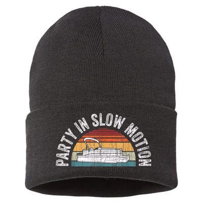 Best Pontoon Captain Boat Party In Slow Motion Sustainable Knit Beanie