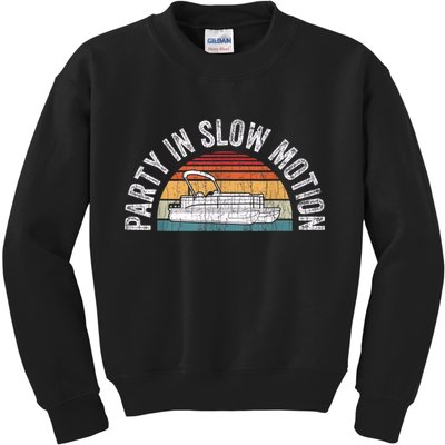 Best Pontoon Captain Boat Party In Slow Motion Kids Sweatshirt