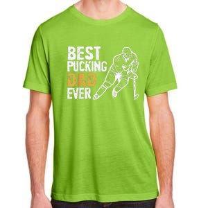 Best Pucking Dad Ever Retro Ice Hockey Coach Adult ChromaSoft Performance T-Shirt