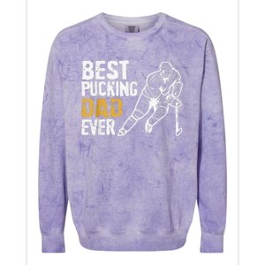 Best Pucking Dad Ever Retro Ice Hockey Coach Colorblast Crewneck Sweatshirt