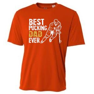 Best Pucking Dad Ever Retro Ice Hockey Coach Cooling Performance Crew T-Shirt