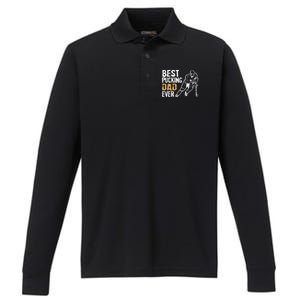 Best Pucking Dad Ever Retro Ice Hockey Coach Performance Long Sleeve Polo