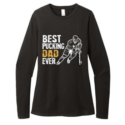 Best Pucking Dad Ever Retro Ice Hockey Coach Womens CVC Long Sleeve Shirt