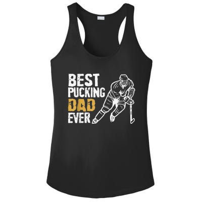 Best Pucking Dad Ever Retro Ice Hockey Coach Ladies PosiCharge Competitor Racerback Tank