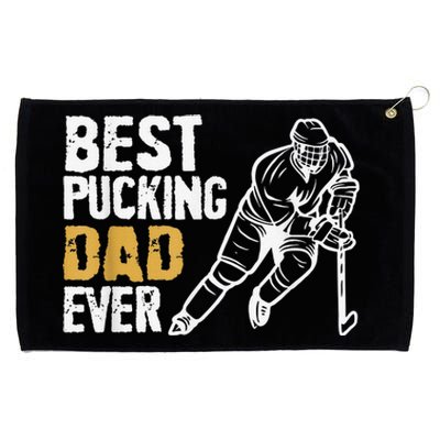 Best Pucking Dad Ever Retro Ice Hockey Coach Grommeted Golf Towel