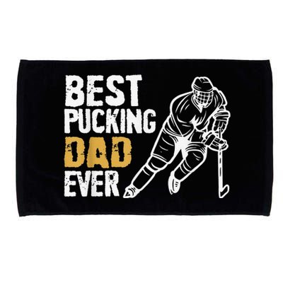 Best Pucking Dad Ever Retro Ice Hockey Coach Microfiber Hand Towel