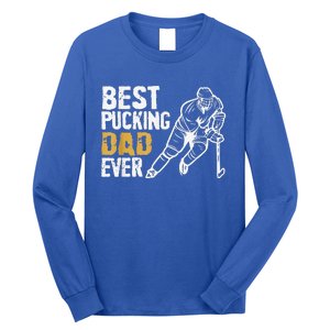 Best Pucking Dad Ever Retro Ice Hockey Coach Long Sleeve Shirt