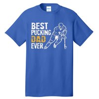 Best Pucking Dad Ever Retro Ice Hockey Coach Tall T-Shirt