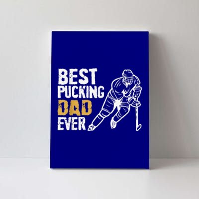 Best Pucking Dad Ever Retro Ice Hockey Coach Canvas