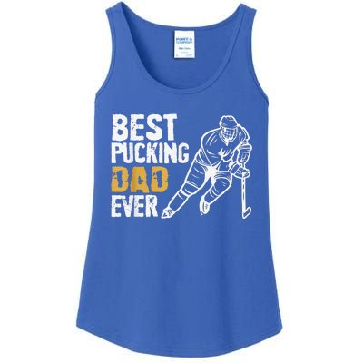 Best Pucking Dad Ever Retro Ice Hockey Coach Ladies Essential Tank