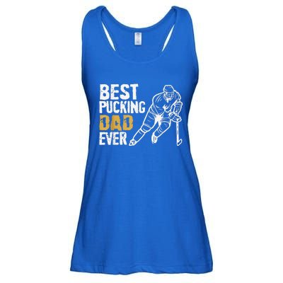 Best Pucking Dad Ever Retro Ice Hockey Coach Ladies Essential Flowy Tank