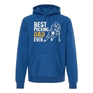 Best Pucking Dad Ever Retro Ice Hockey Coach Premium Hoodie