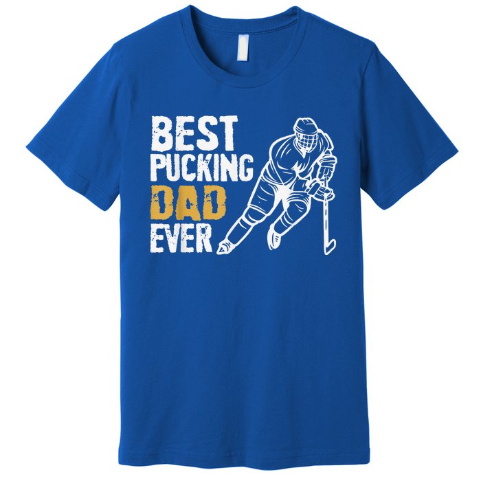 Best Pucking Dad Ever Retro Ice Hockey Coach Premium T-Shirt