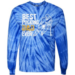 Best Pucking Dad Ever Retro Ice Hockey Coach Tie-Dye Long Sleeve Shirt