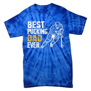 Best Pucking Dad Ever Retro Ice Hockey Coach Tie-Dye T-Shirt