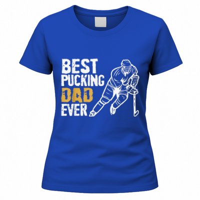 Best Pucking Dad Ever Retro Ice Hockey Coach Women's T-Shirt