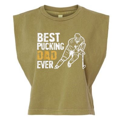 Best Pucking Dad Ever Retro Ice Hockey Coach Garment-Dyed Women's Muscle Tee