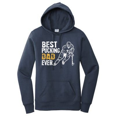 Best Pucking Dad Ever Retro Ice Hockey Coach Women's Pullover Hoodie