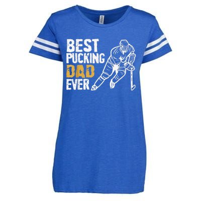 Best Pucking Dad Ever Retro Ice Hockey Coach Enza Ladies Jersey Football T-Shirt