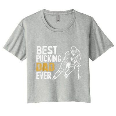 Best Pucking Dad Ever Retro Ice Hockey Coach Women's Crop Top Tee