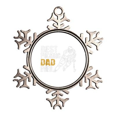 Best Pucking Dad Ever Retro Ice Hockey Coach Metallic Star Ornament