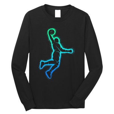 Basketball Player Dunking Basketball Long Sleeve Shirt