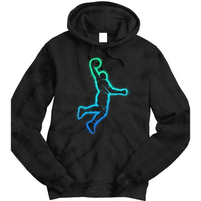 Basketball Player Dunking Basketball Tie Dye Hoodie