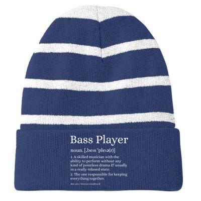 Bass Player Definition Bassist Gift For Musicians Striped Beanie with Solid Band