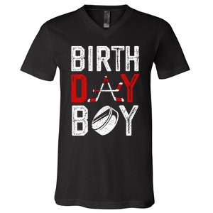 Birthday Party Decorations Hockey Winter Sports Fans V-Neck T-Shirt