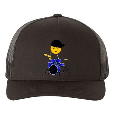 Boy Playing Drums Drummer Funny Emoticon Yupoong Adult 5-Panel Trucker Hat