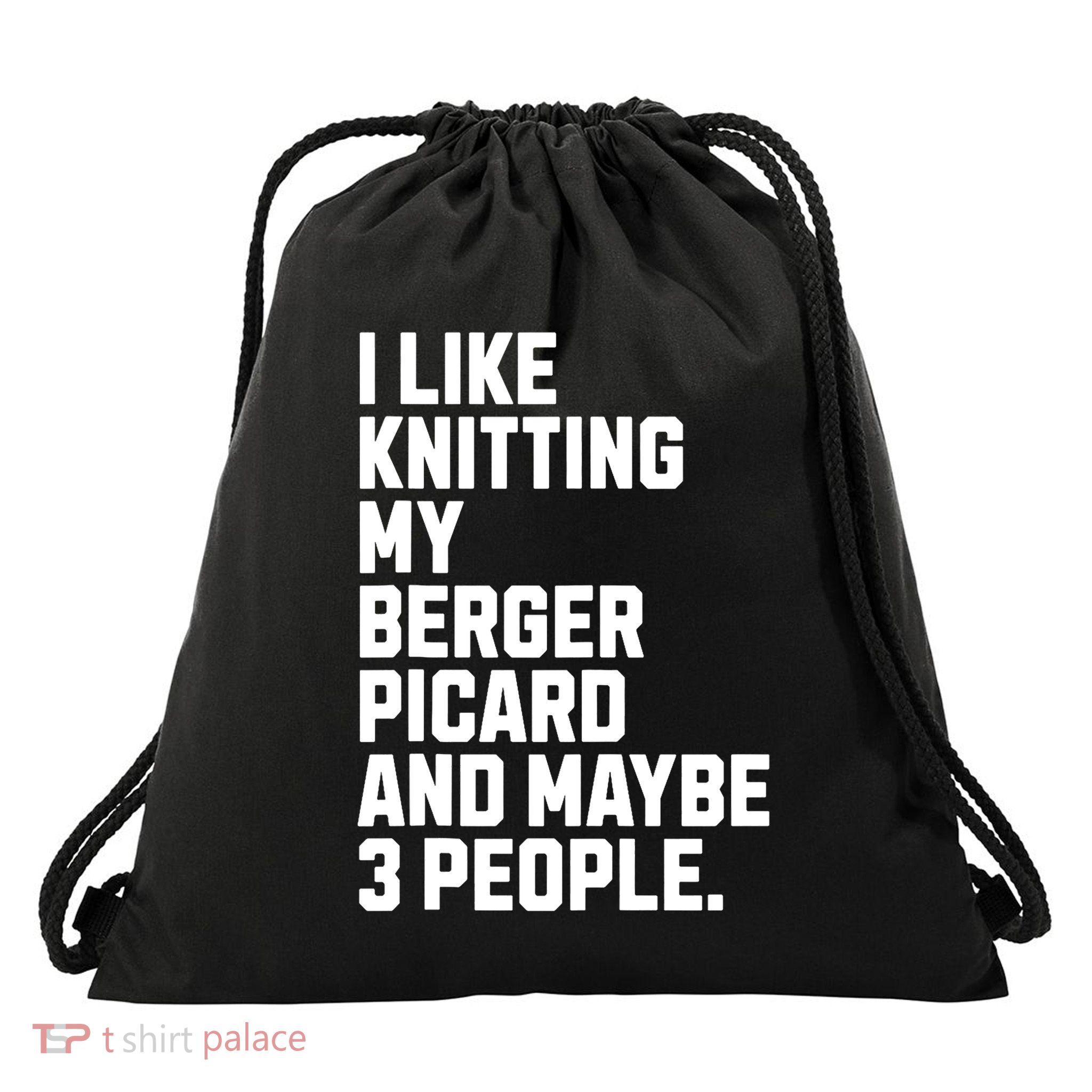Berger Picard Dog Owner Knitting Lover Funny Knitter Drawstring Bag