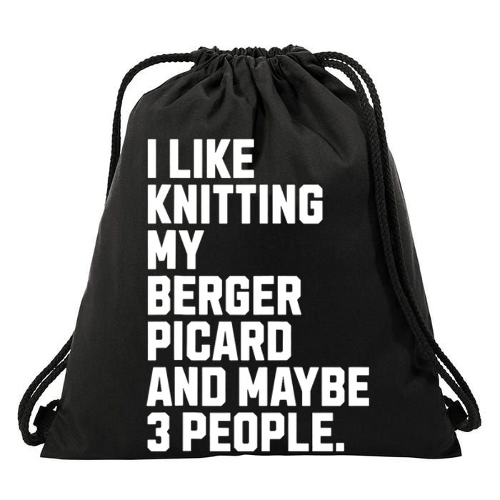 Berger Picard Dog Owner Knitting Lover Funny Knitter Drawstring Bag