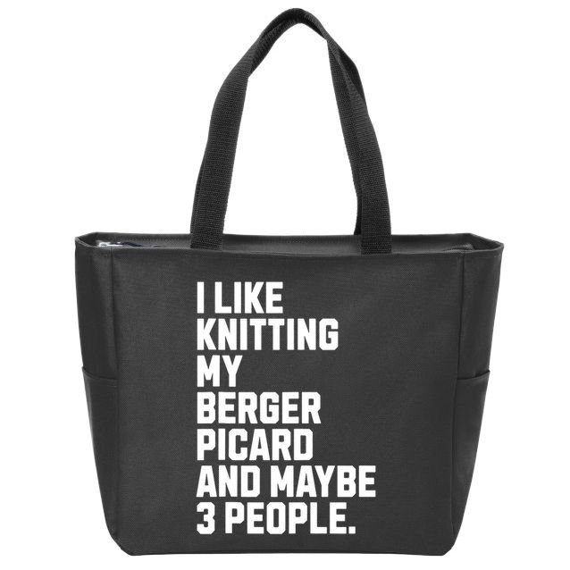 Berger Picard Dog Owner Knitting Lover Funny Knitter Zip Tote Bag