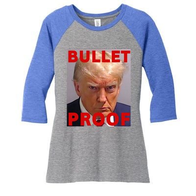 Bullet Proof Donald Trump 2024 Fight Fight Fight Trump Rally Women's Tri-Blend 3/4-Sleeve Raglan Shirt