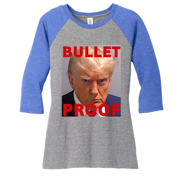 Bullet Proof Donald Trump 2024 Fight Fight Fight Trump Rally Women's Tri-Blend 3/4-Sleeve Raglan Shirt