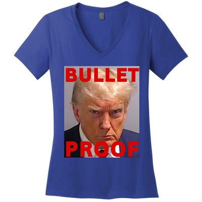 Bullet Proof Donald Trump 2024 Fight Fight Fight Trump Rally Women's V-Neck T-Shirt