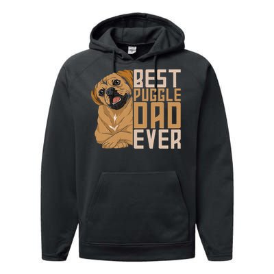 Best Puggle Dad Ever Cute Animal Dog Owner Puggle Performance Fleece Hoodie