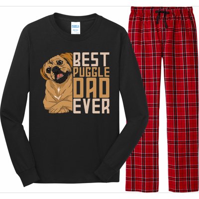 Best Puggle Dad Ever Cute Animal Dog Owner Puggle Long Sleeve Pajama Set