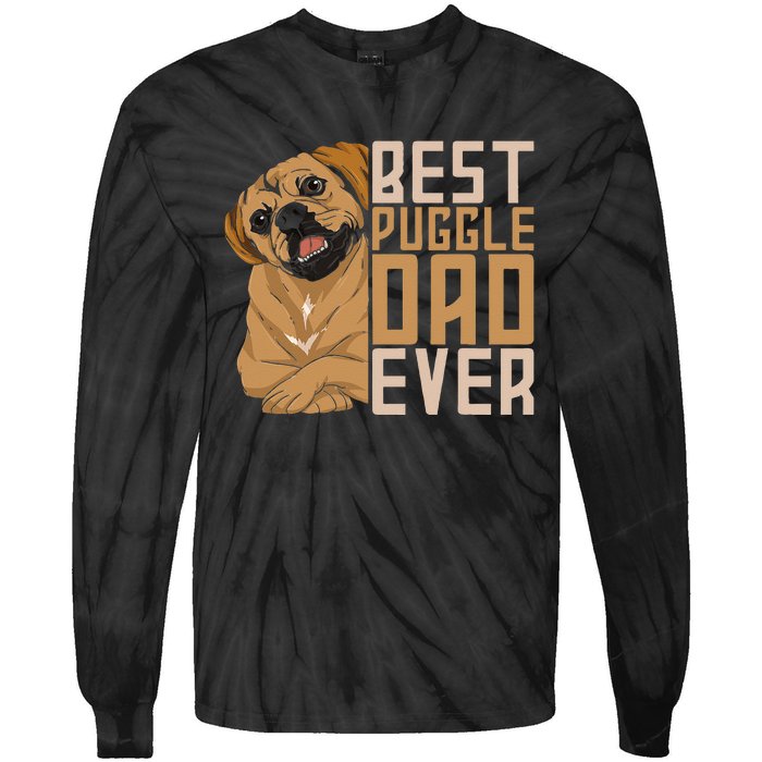 Best Puggle Dad Ever Cute Animal Dog Owner Puggle Tie-Dye Long Sleeve Shirt