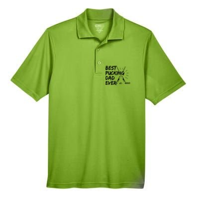 Best Pucking Dad Ever Pun For Your Ice Hockey Dad Meaningful Gift Men's Origin Performance Pique Polo