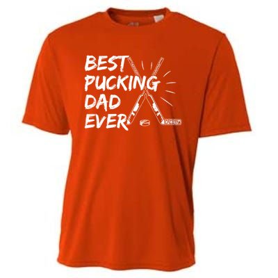 Best Pucking Dad Ever Pun For Your Ice Hockey Dad Meaningful Gift Cooling Performance Crew T-Shirt