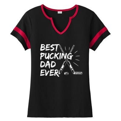 Best Pucking Dad Ever Pun For Your Ice Hockey Dad Meaningful Gift Ladies Halftime Notch Neck Tee