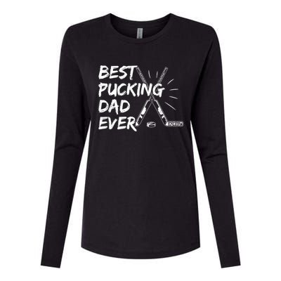 Best Pucking Dad Ever Pun For Your Ice Hockey Dad Meaningful Gift Womens Cotton Relaxed Long Sleeve T-Shirt