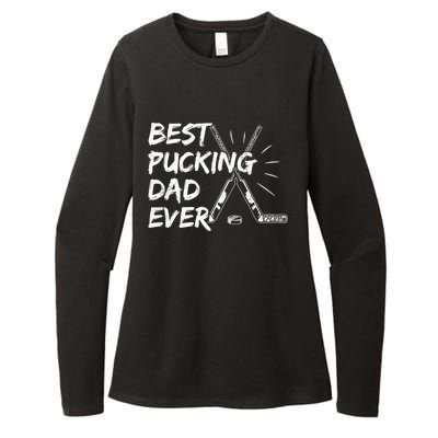 Best Pucking Dad Ever Pun For Your Ice Hockey Dad Meaningful Gift Womens CVC Long Sleeve Shirt