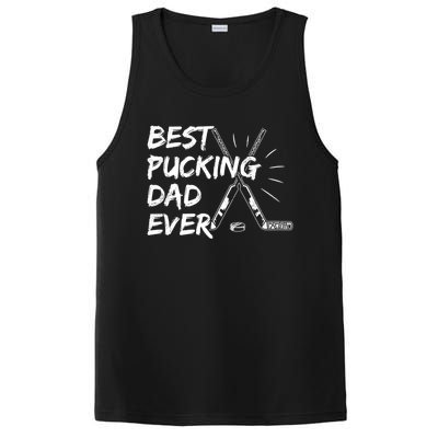 Best Pucking Dad Ever Pun For Your Ice Hockey Dad Meaningful Gift PosiCharge Competitor Tank