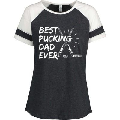 Best Pucking Dad Ever Pun For Your Ice Hockey Dad Meaningful Gift Enza Ladies Jersey Colorblock Tee