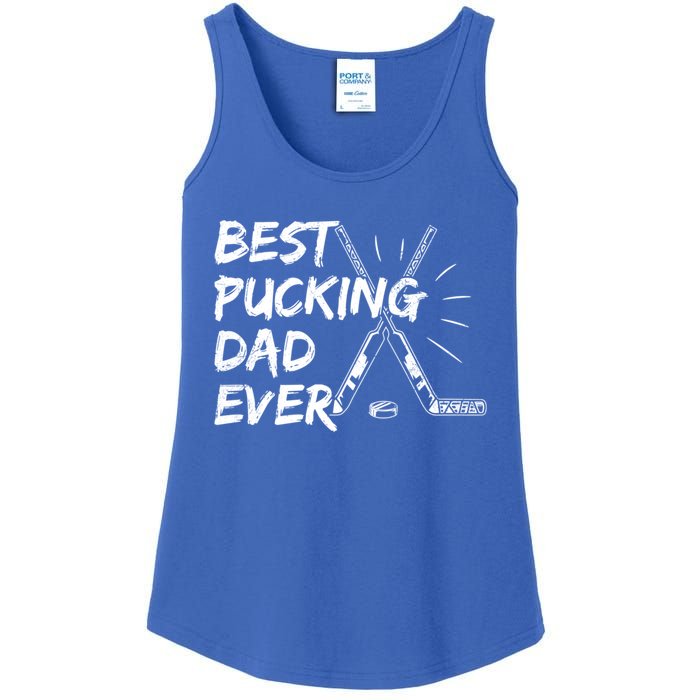 Best Pucking Dad Ever Pun For Your Ice Hockey Dad Meaningful Gift Ladies Essential Tank