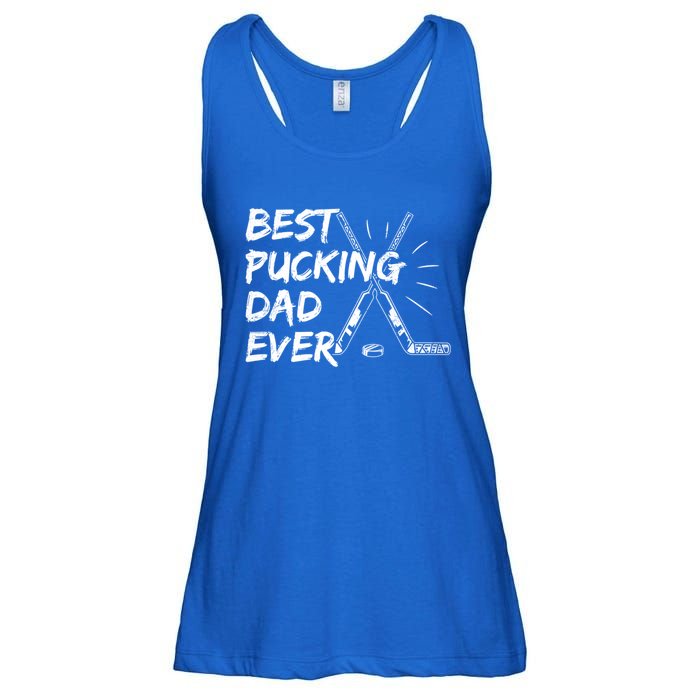 Best Pucking Dad Ever Pun For Your Ice Hockey Dad Meaningful Gift Ladies Essential Flowy Tank